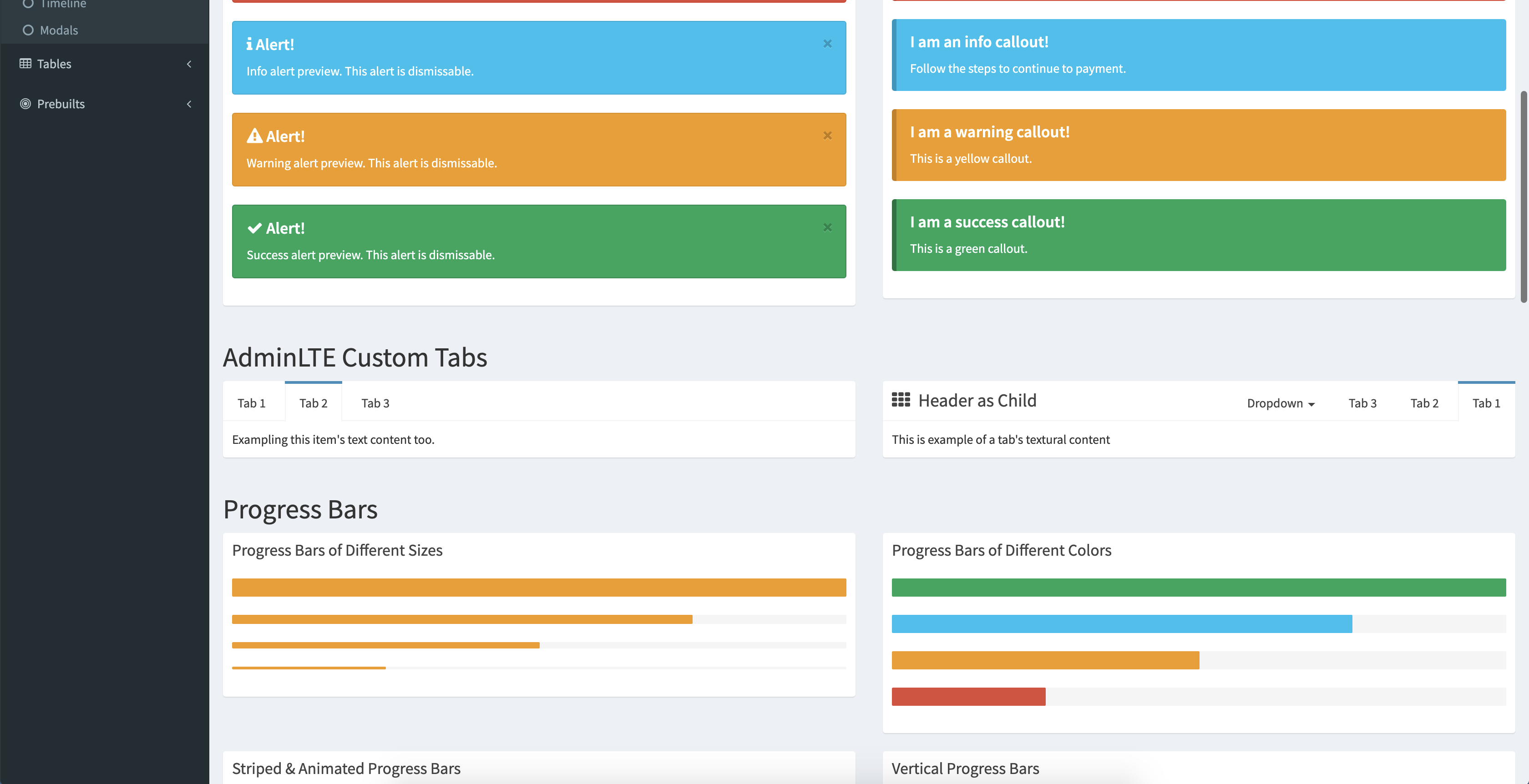 Screenshot of AdminLTE assets.