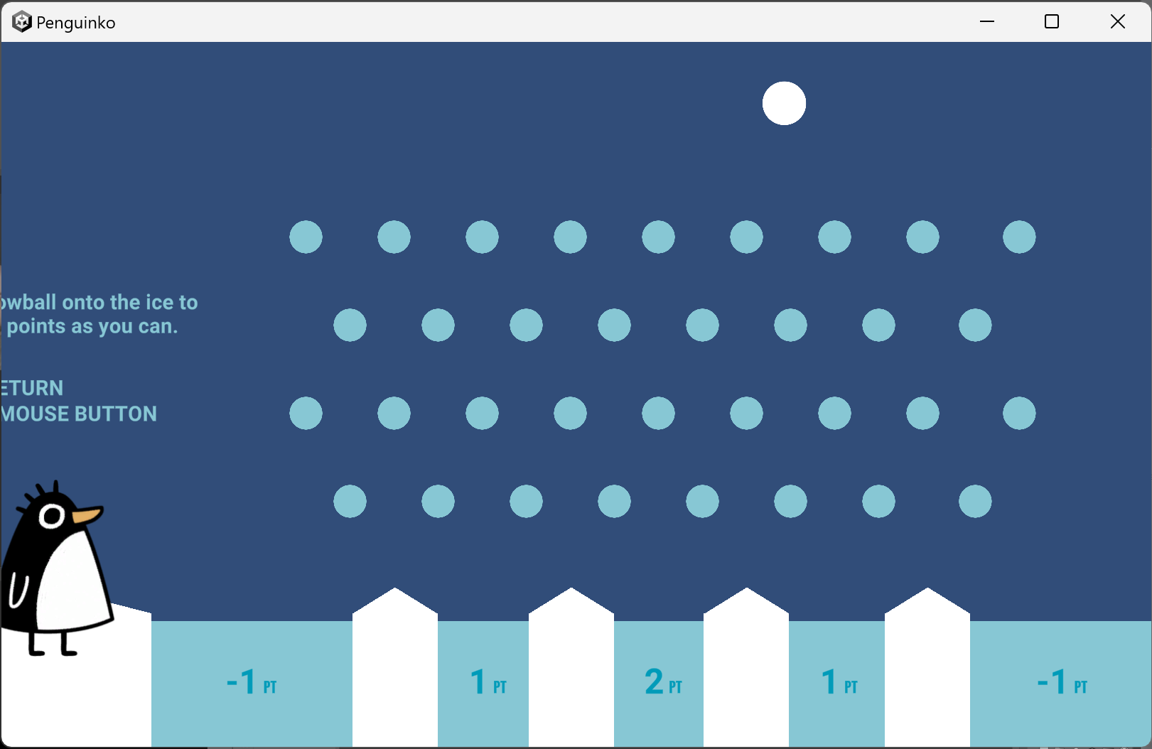 A screenshot of the executable viewport being cut off, hiding the rules of the game.