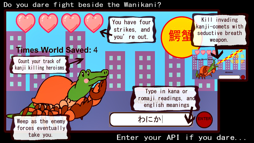 The Wanicomets tutorial screen. It is an image that displays how to play the game, a screenshot of the base UI, and general tips.