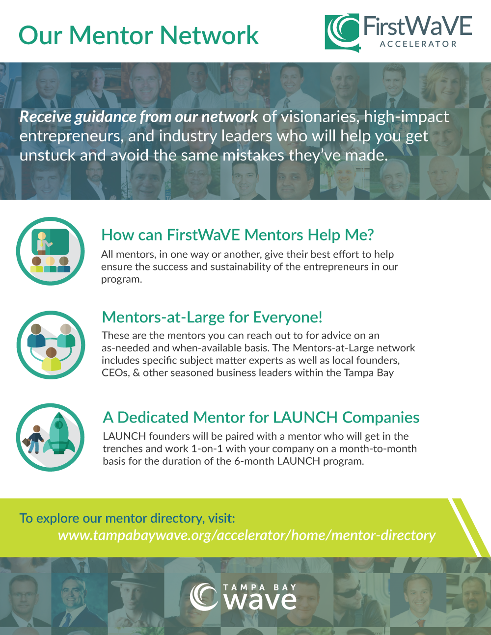 A flyer advertising WaVE's mentor network.